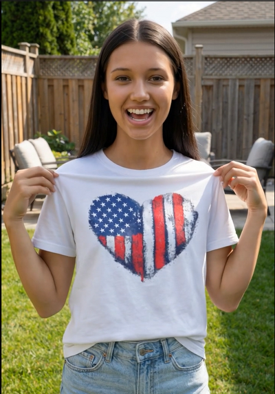 American Flag Heart Tee – Wear Your Freedom 🇺🇸❤️
