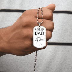 First My Dad, Always My Hero Dog Tag Necklace – A Gift from the Heart