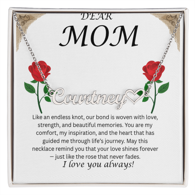 Custom Name Necklace with Message Card – Perfect for Mom 💖