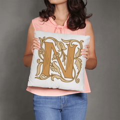 N is for Nights to Remember – Elegant Monogram Decorative Pillow