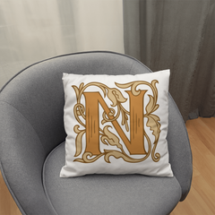N is for Nights to Remember – Elegant Monogram Decorative Pillow