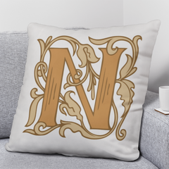 N is for Nights to Remember – Elegant Monogram Decorative Pillow