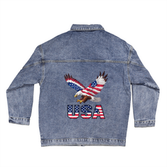 Women's USA Eagle Denim Jacket – Bold & Fearless