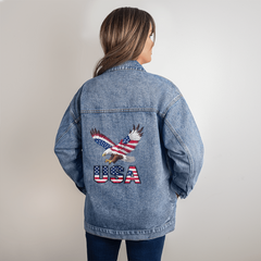 Women's USA Eagle Denim Jacket – Bold & Fearless