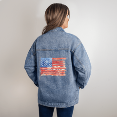 Women's Vintage Flag Denim Jacket