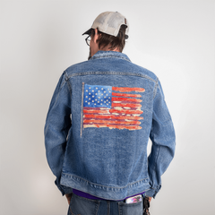 Watercolor Flag Denim Jacket