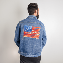 Watercolor Flag Denim Jacket