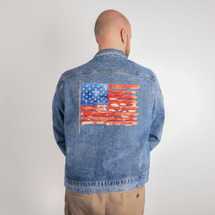 Watercolor Flag Denim Jacket