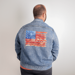 Watercolor Flag Denim Jacket