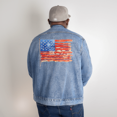 Watercolor Flag Denim Jacket