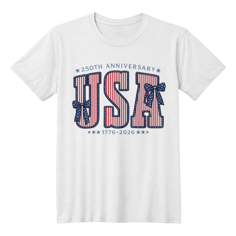 USA 250th Anniversary Patriotic Bow Tee