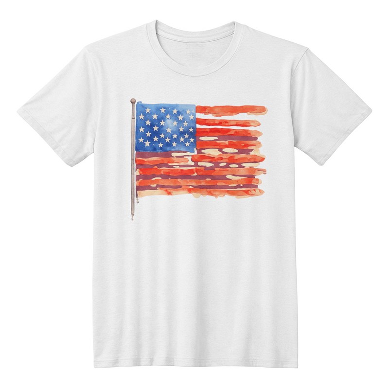 Distressed Watercolor USA Flag Tee