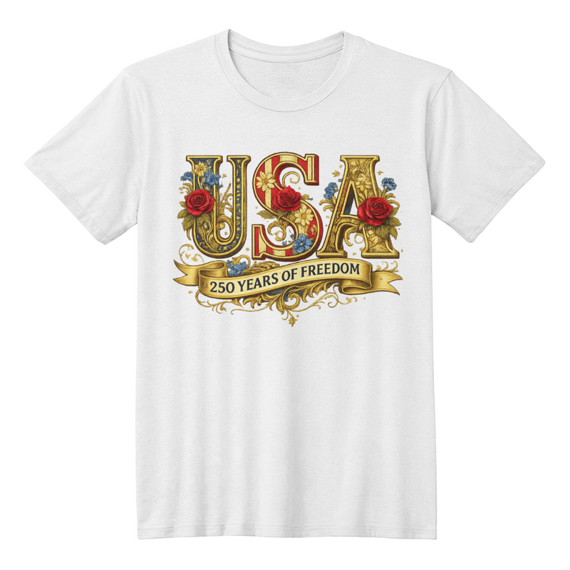 USA 250 Years of Freedom Vintage Patriotic Tee 🇺🇸🌹