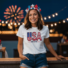 USA Flag Tee – Est. 1776 Patriotic Shirt