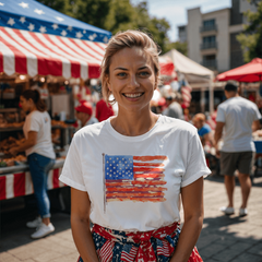 Distressed Watercolor USA Flag Tee