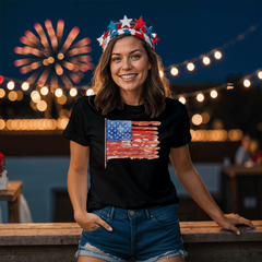 Distressed Watercolor USA Flag Tee
