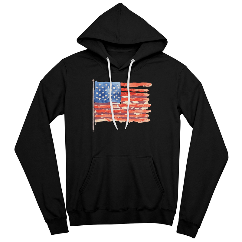 Distressed Watercolor USA Flag Hoodie