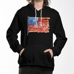 Distressed Watercolor USA Flag Hoodie