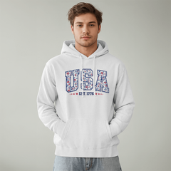 USA Est. 1776 Hoodie – Floral Americana Style 🌸