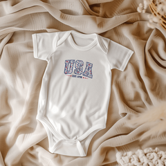 Your little Floral USA Baby Onesie
