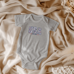 Your little Floral USA Baby Onesie