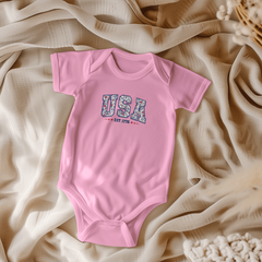 Your little Floral USA Baby Onesie
