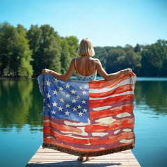 Stars & Stripes Watercolor Woven Blanket