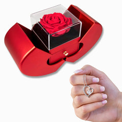 Forever Love Heart Necklace & Rose Gift Box
