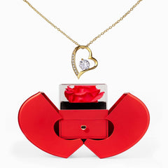 Forever Love Heart Necklace & Rose Gift Box