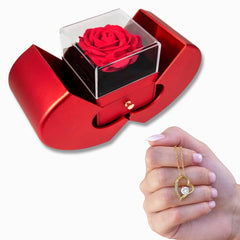 Forever Love Heart Necklace & Rose Gift Box
